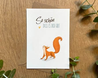 Tellement gentil que tu existes - carte postale - tu es génial | Écureuil | Amour | Papier beaux-arts