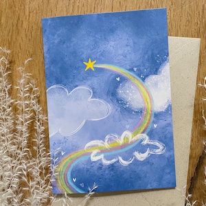 Biglietto pieghevole - Stella senza parole | Arcobaleno | Bambino delle stelle | Cartone riciclato
