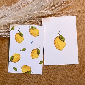 Juego de 2 tarjetas MINI limón DIN A7 | papel reciclado