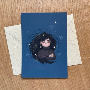 Moon Girl - Cartolina | Pensa a te stesso | Amicizia | Amore |  DIN A6
