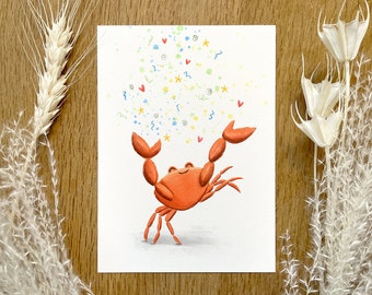 Carte postale Crabe Joyeux | Faites-vous plaisir | Anniversaire | Format A6