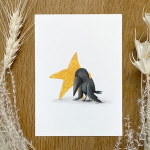 Cuervo triste - Postal | Pensando en ti | A6 | Ilustración | Papel de Bellas Artes