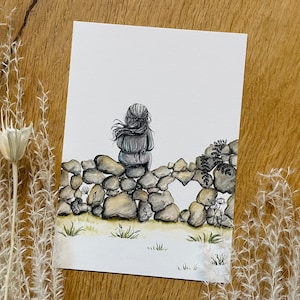 Pensa a te stesso - cartolina | Amicizia | Amore | Disegno |  DIN A6 | Carta Fine Art