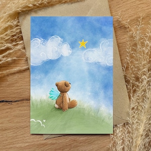 Tarjeta plegable - Oso sin palabras | Niño Estrella | Cartón reciclado