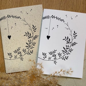 Folded Card - Without Words | Dandelion | heart | Sympathy Card | recycled cardboard | Incl. envelope made of grass paper