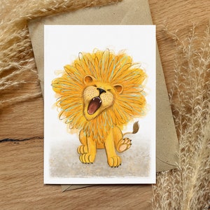 Hola León - Postal - Sé Valiente | Ilustración | Sea salvaje | papel de bellas artes