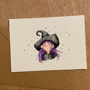 Carte Postale - Petite Sorcière | Murale | A6 | Papier beaux-arts