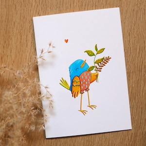 Oiseau d’automne - Carte postale | Joyeux anniversaire | DIN A6 | Papier Fine Art