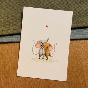Pareja de ratones - amor | Postal | Murales | papel de bellas artes