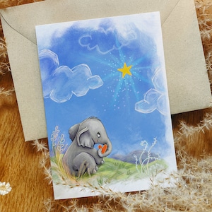 Vouwkaart - Kleine Olifant | Kinderfoto | Sterrenkind | Gerecycled karton