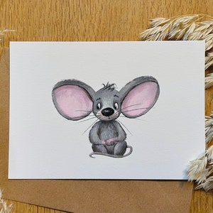 Chin Up Mouse Postcard - Vous êtes mignon | Illustration | Murale | Papier beaux-arts | Y compris l'enveloppe