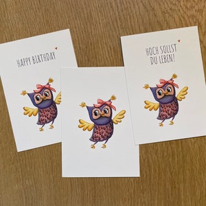 Little Owl - Postal | Vivirás alto | | de cumpleaños Din A6 cartón reciclado