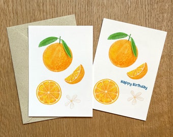 Orangen - Postkarte | Klappkarte | Happy Birthday | Recyclingpapier | FineArt Papier
