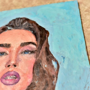 Retrato de plasticina de foto, pintura hecha a mano, regalo personalizado para ella, regalo de novia, arte ingenuo
