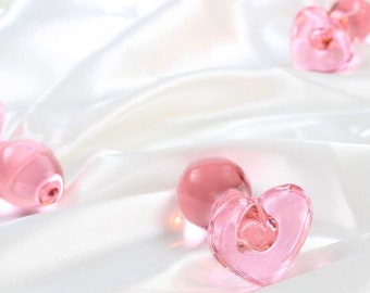 Heart Butt Plug, Safe Pink Glass Butt Plug, Cute Buttplugs for Women, Pretty Gem Butt Plugs, DDLG Princess Plug