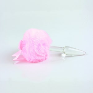 Bunny Tail Butt Plug, Pink Glass Butt Plug, Cute Butt Plug, Glass Anal ...