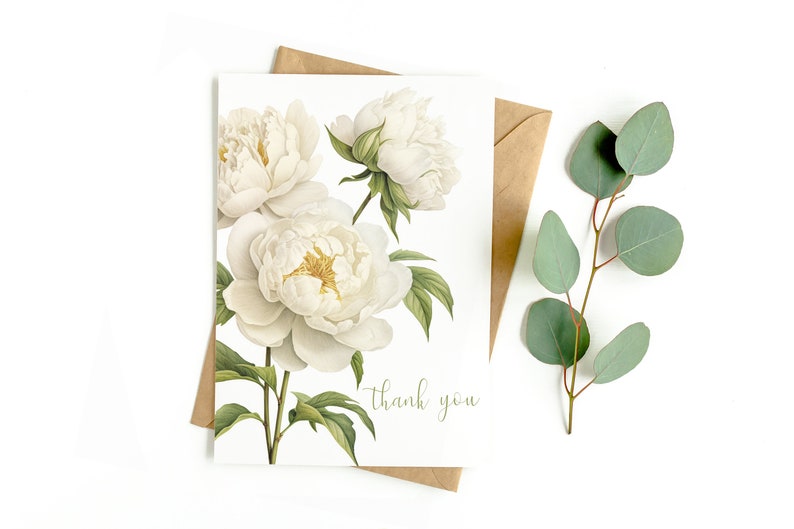 Peony Floral Thank You Card Blank image 2