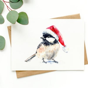 Carte de Noël aquarelle mésange (LOT DE 3)