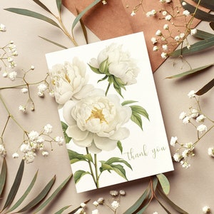 Peony Floral Thank You Card Blank image 1