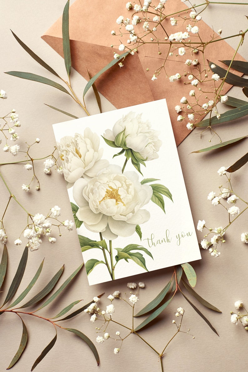 Peony Floral Thank You Card Blank image 1