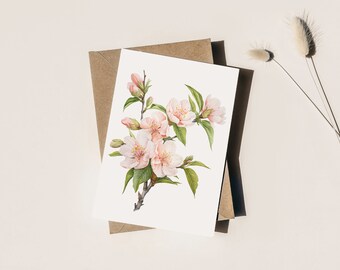 Cherry Blossoms Botanical Greeting Card (Blank)