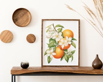 Watercolor Orange Blossoms Botanical Art Print