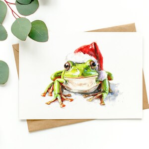 Cartão de Natal Sapo Papai Noel (PACOTE EM BRANCO COM 3)