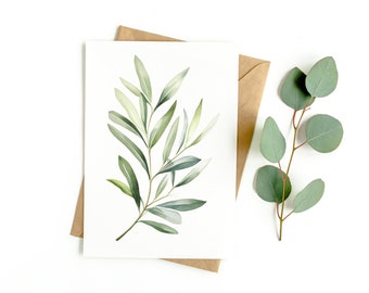 Watercolor Olive Branch Greeting Card (BLANK PACK OF 3)