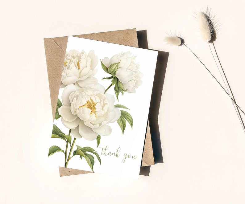 Peony Floral Thank You Card Blank image 3