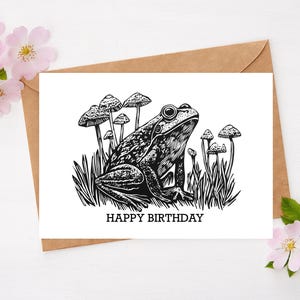 Cartão de Feliz Aniversário com Estampa de Sapo (PACOTE EM BRANCO COM 3)