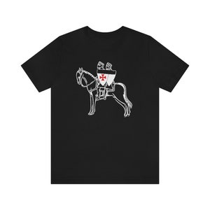 Knights Templar T shirt. Knights Templar symbol. Two Templars on one horse.