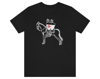 Knights Templar T shirt. Knights Templar symbol. Two Templars on one horse.