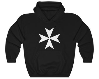 Knight of Malta Cross. Knights Hospitaller Cross. Crusader Military Order Cross. HOODIE Hooded Sweatshirt