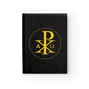 Chi Rho. Constantine Cross. In Hoc Signo Vinces. Hardcover Journal - Blank pages 12.7 cm x 18. 40 cm