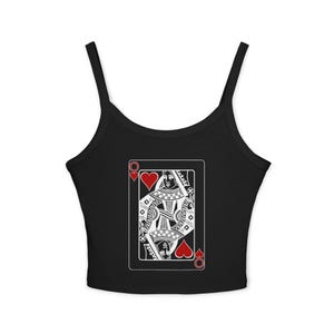 Camiseta de tirantes finos de la Reina de Corazones, ropa de juego de cartas, top informal para mujer, regalo para gamers, ropa divertida para fiestas, estilo veraniego