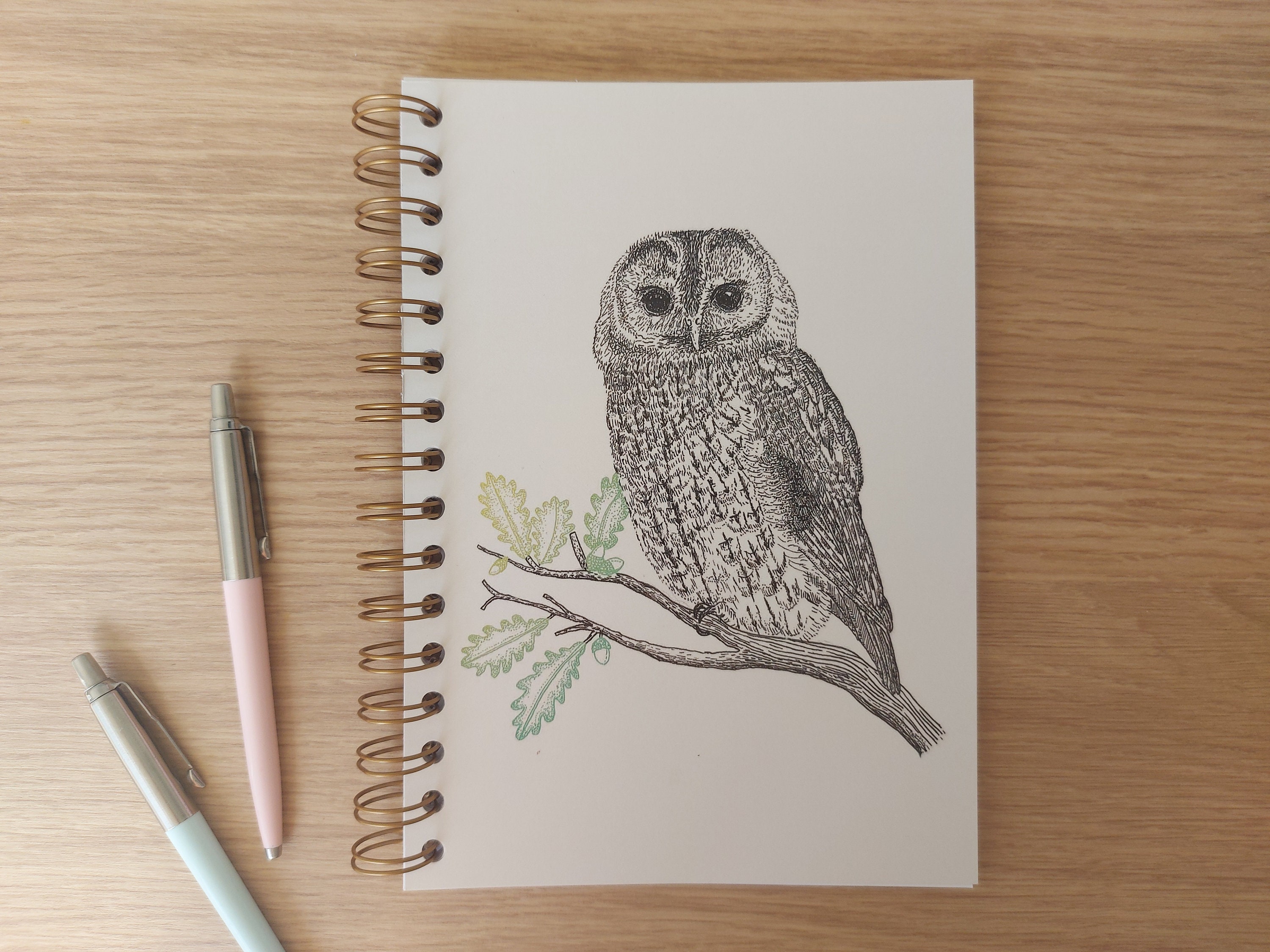 Tawny Owl Notebook Design - 70 page lined - A5