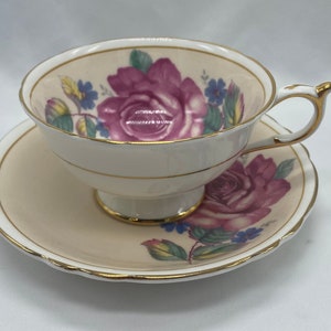 Paragon Cabbage Rose Teacup and Saucer, Peach Paragon Teacup and Saucer, Paragon Rose Teacup and Saucer, Rare Paragon Cabbage Rose