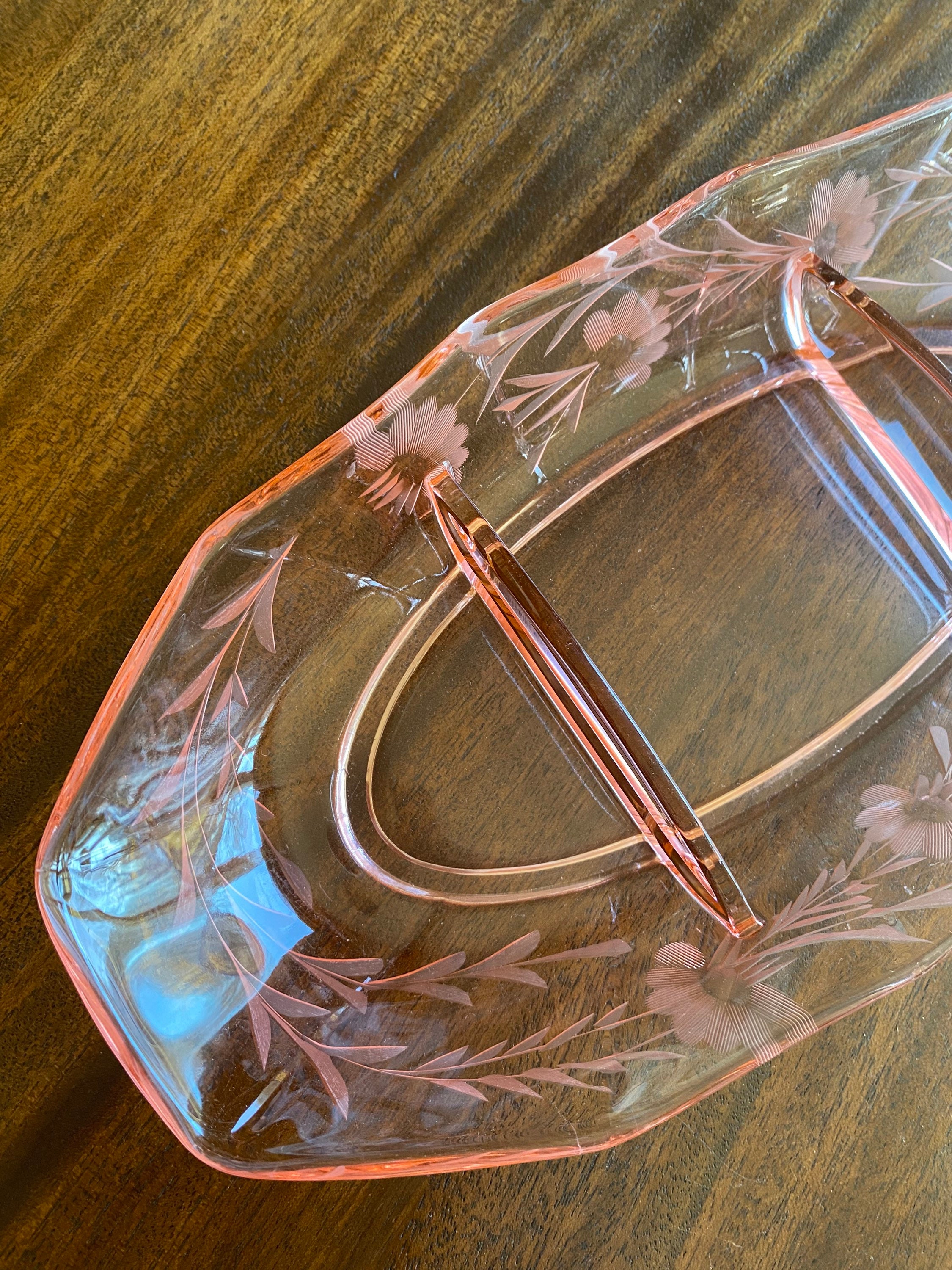 Vintage Pink Depression Glass Relish Plate, Pink Divided Glass Plate ...