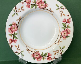 Narumi Cherry Blossom Rimmed Soup Bowls, Narumi Rimmed Soup Bowls, Cherry Blossom Soup Bowls, Set of Two