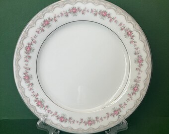 Noritake Glenwood Salad Plates, Noritake Salad Plates, Noritake Bone China Plates, Glenwood 5770, set of six, pink and grey floral
