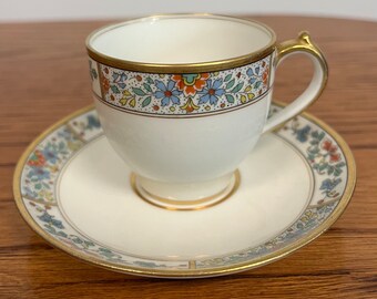 Haviland Schleiger 1356 Cup and Saucer, Schleiger 1356 Demitasse Cup, Charles Field Haviland Cup, Floral Demitasse Cup, Floral Espresso Cup