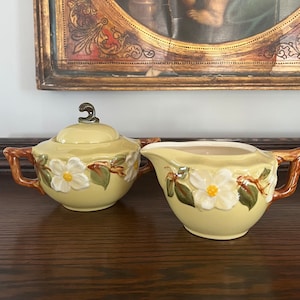Stangl White Dogwood Cream and Sugar, Vintage Stangl Pottery Sugar Bowl, Stangl Pottery White Dogwood, Vintage Stangl, Dogwood Creamer
