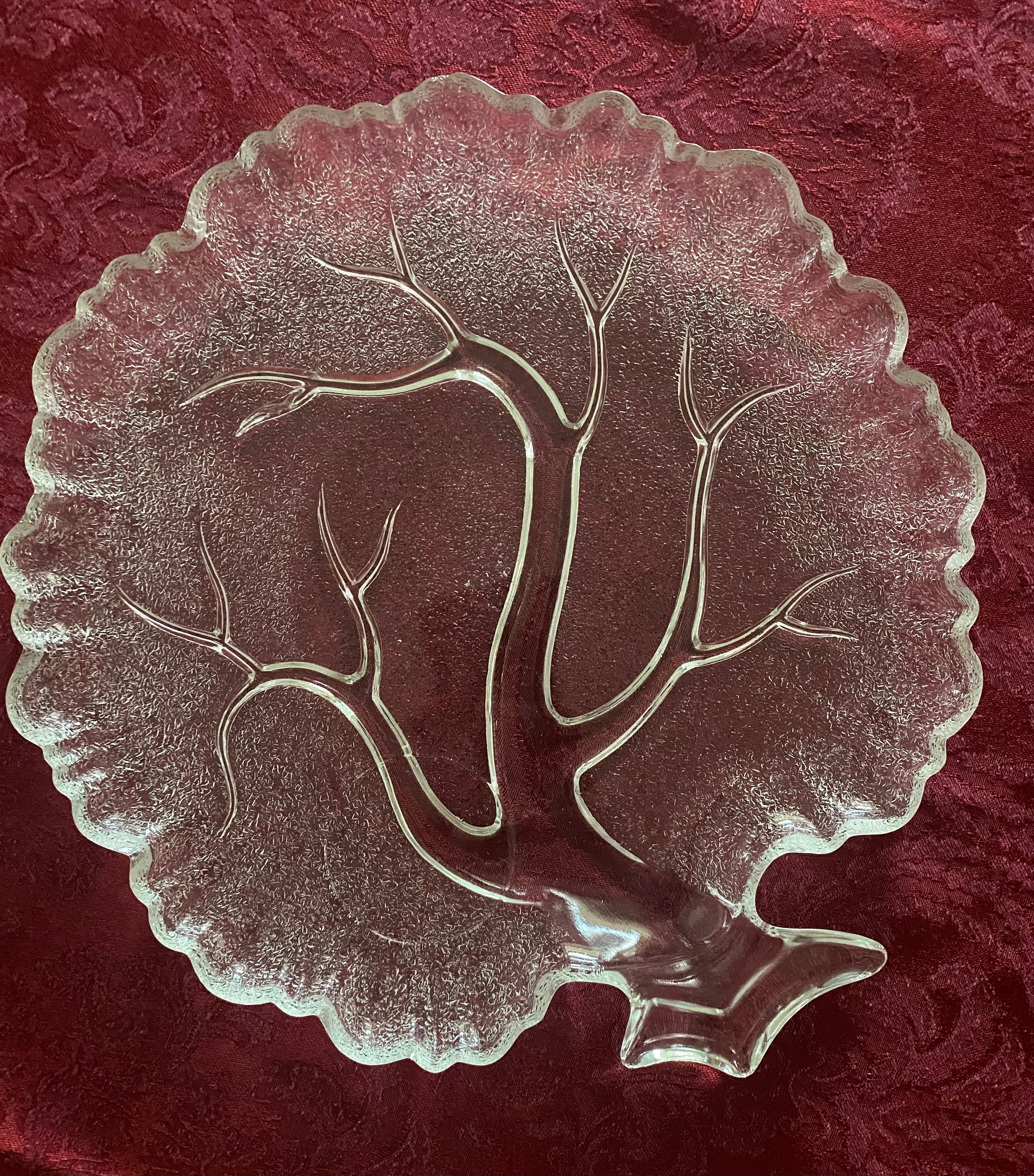 Hazel Atlas Tree of Life Plates, Mid Century Glass Plates, Hazel