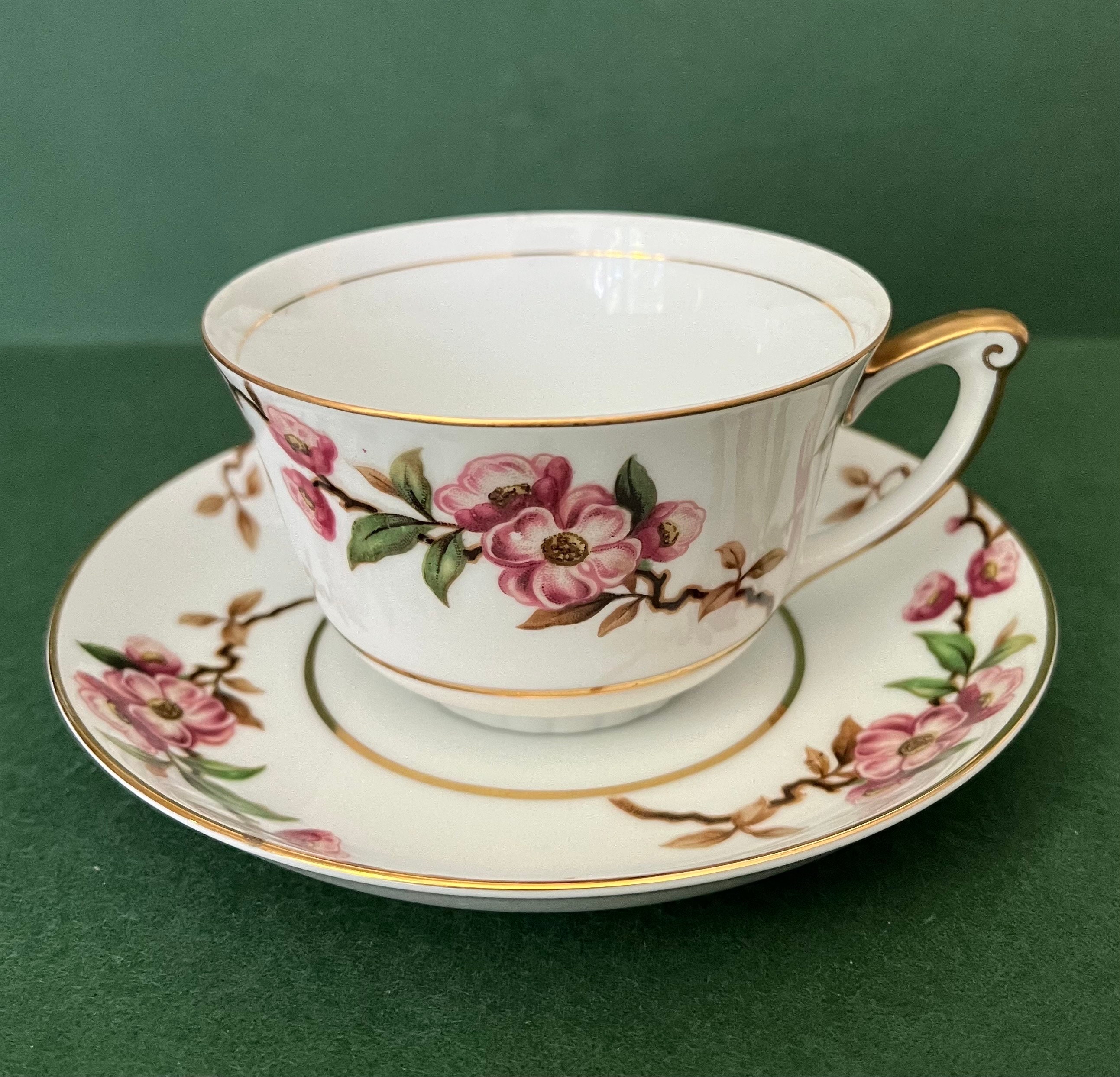 花器☆NARUMI BORN CHINA Japanese Porcelain Tea Cup Saucer Vtg Narumi Bone China