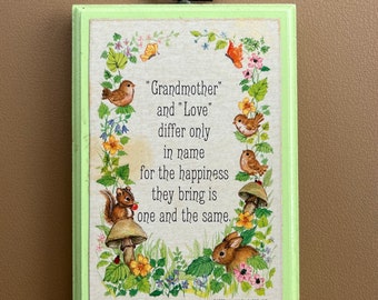 1979 Hallmark Mini Plaque, Grandmother And Love Differ Only In Name Plaque, Vintage Hallmark Plaque