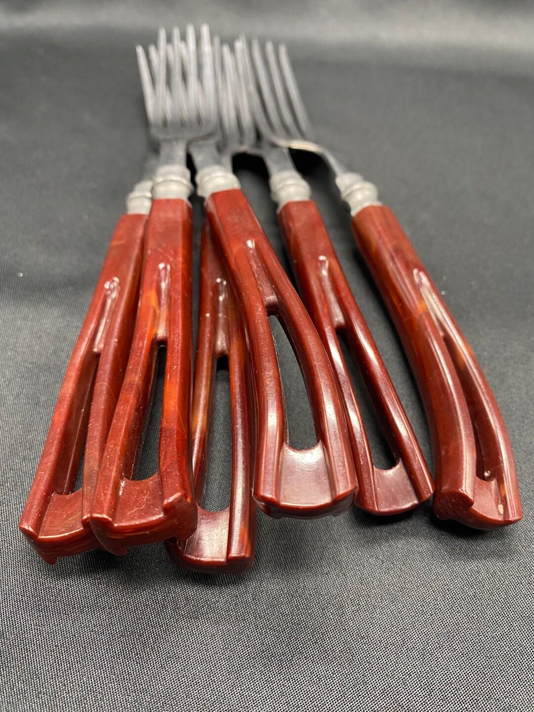 Vintage Bakelite Forks Vintage Plastic Flatware Set of Six Etsy