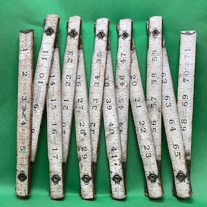 Antique Folding Wood Rule, Vintage Folding Wood Ruler, Royal Eagle Kolor End Ruler, Factory Defect Ruler