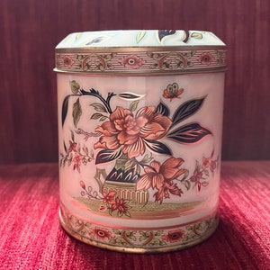 Vintage Daher Long Island Tin, Vintage Floral Daher Tin, Vintage Round Daher Candy Tin, Daher Decorative Tin, Daher tea canister