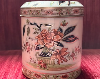Vintage Daher Long Island Tin, Vintage Floral Daher Tin, Vintage Round Daher Candy Tin, Daher Decorative Tin, Daher tea canister