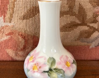 Small Handpainted Vase, Small Vintage Vase, Cherry Blossom Painted Vase, Pink Floral Vase, Cherry Blossoms